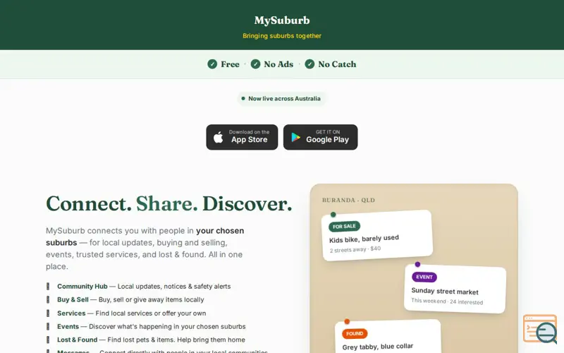 Screenshot of MySuburb — Your local community, one app