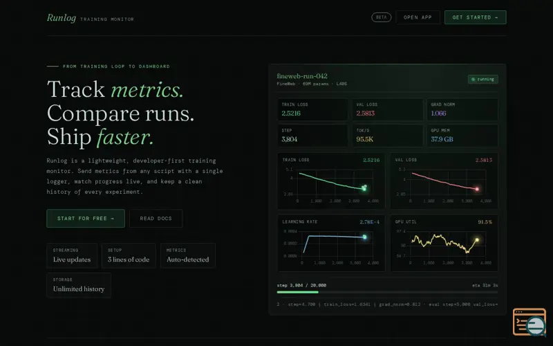 Screenshot of Runlog