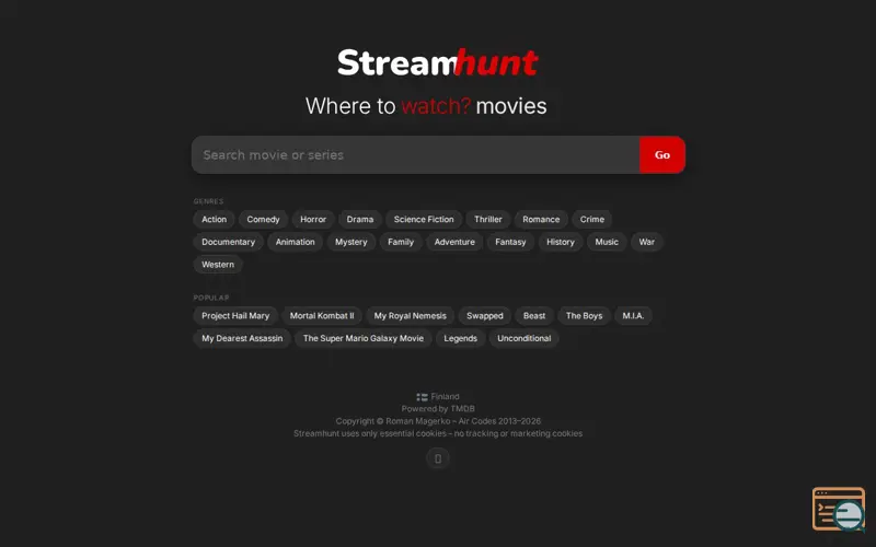 Screenshot of Streamhunt