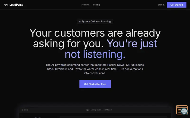 Screenshot of LeadPulse