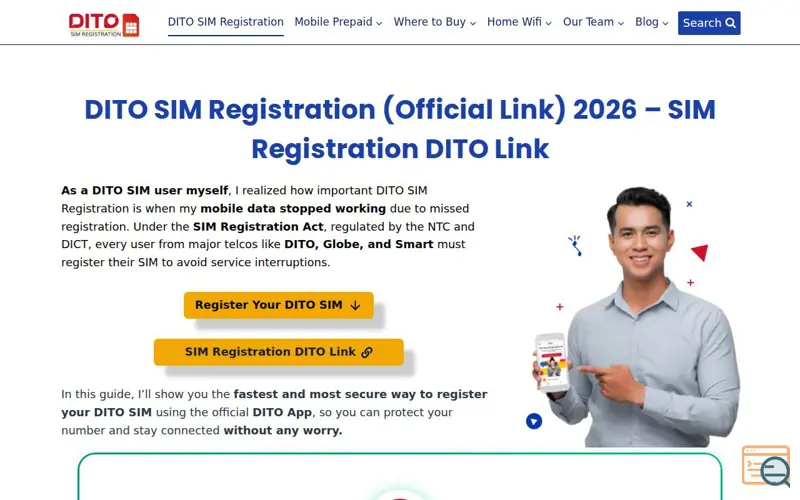 Screenshot of Dito Sim Registration