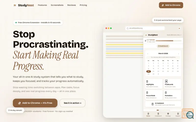 Screenshot of StudyNest – AI Study Planner