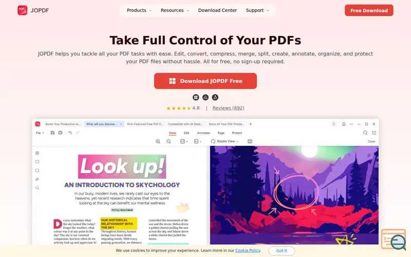 Screenshot of JOPDF