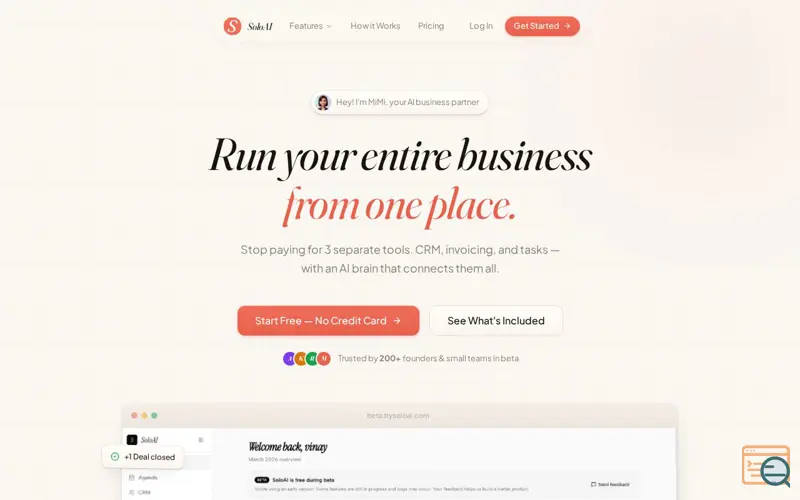 Screenshot of SoloAI – AI Business OS for Founders