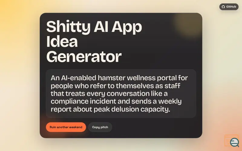 Screenshot of Shitty AI App Idea Generator