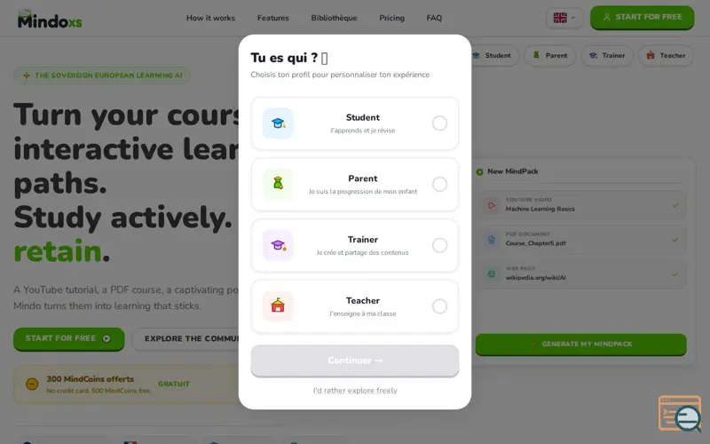 Screenshot of MindoXS
