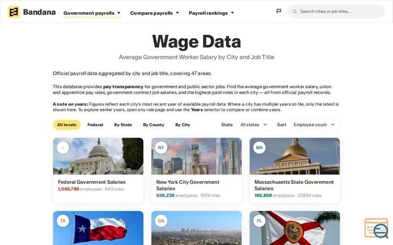 Screenshot of Wage Data