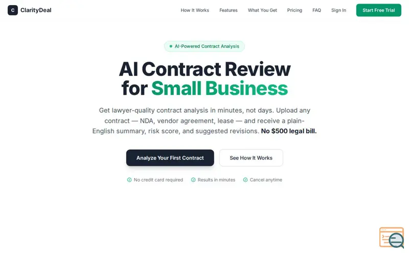 Screenshot of ClarityDeal