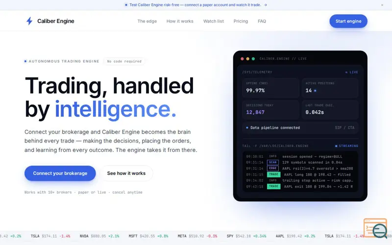 Screenshot of Caliber Engine AI