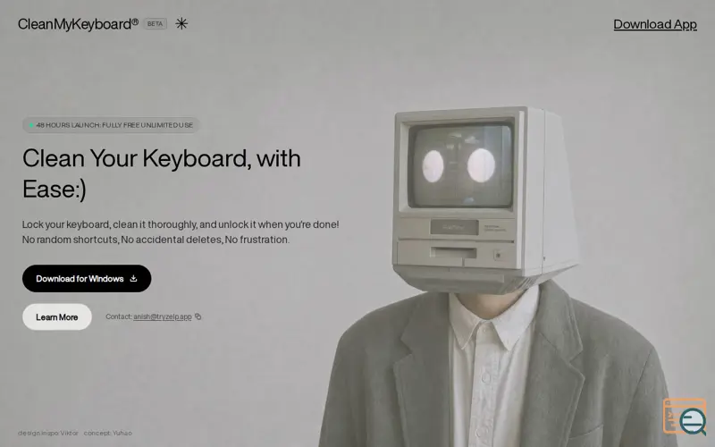 Screenshot of CleanMyKeyboard, a launch using OnlineWebFonts