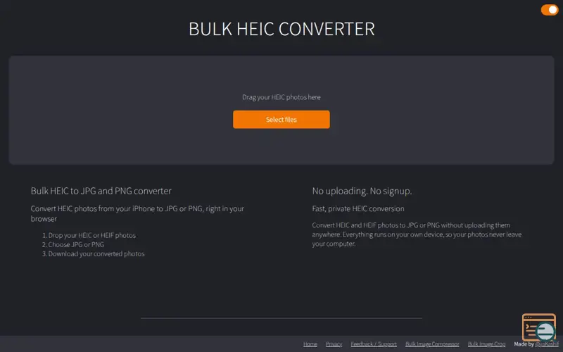 Screenshot of Bulk HEIC Converter