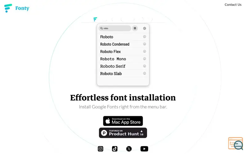 Screenshot of Fonty Menu Bar