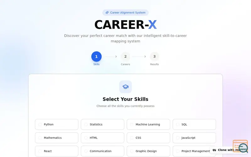 Screenshot of CAREER-X