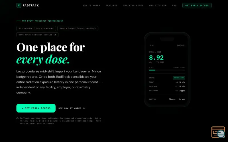 Screenshot of RadTrack