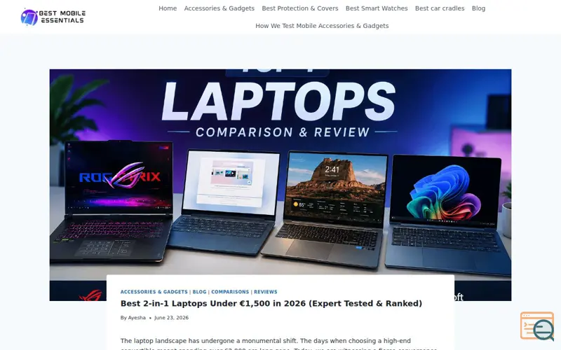 Screenshot of Best 2-in-1 Laptops Under €1,500 