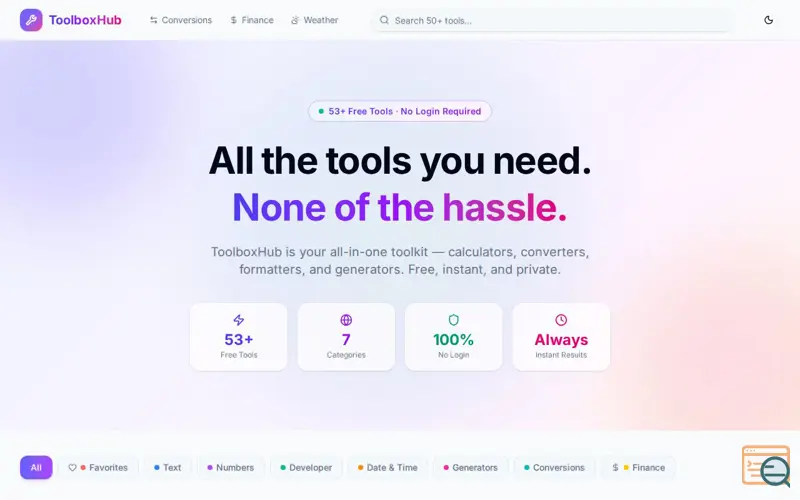 Screenshot of ToolboxHub