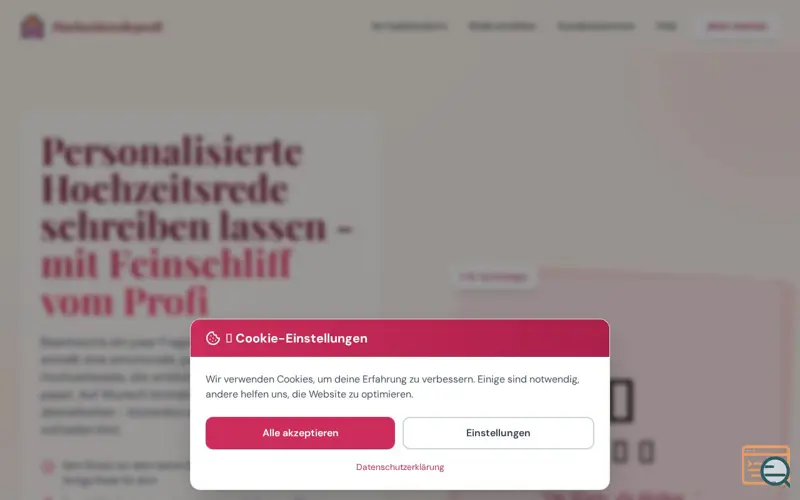 Screenshot of persönliche Rede zur Hochzeit