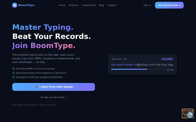 Screenshot of BoomType