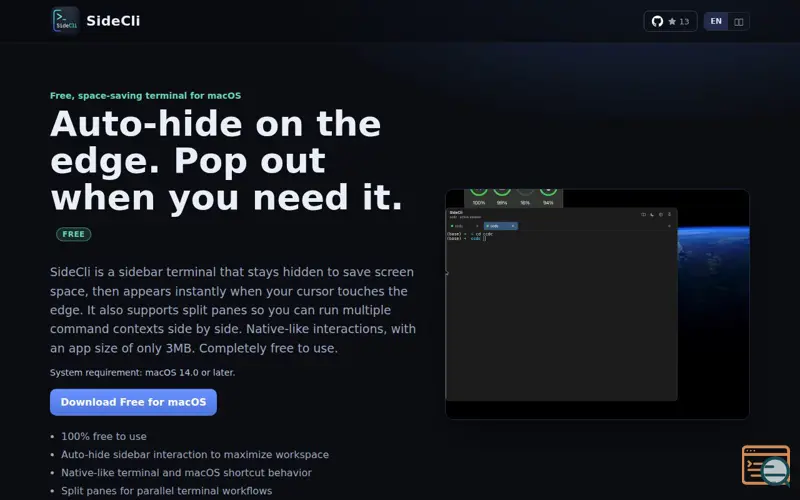 Screenshot of SideCli