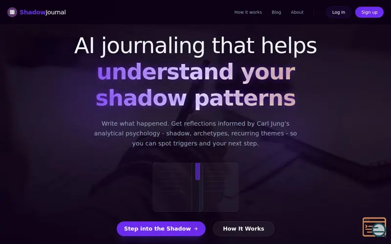 Screenshot of ShadowMindJournal, a launch using Cookiebot