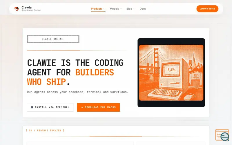 Screenshot of Clawie by Jame, a launch using Y Combinator Launches
