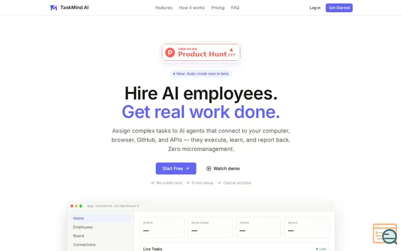 Screenshot of TaskMind: Your AI Productivity Employee