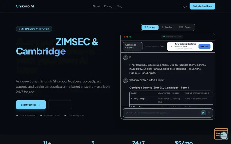 Screenshot of Chikoro AI