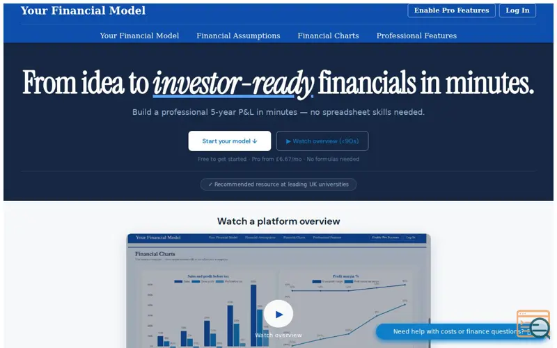 Screenshot of YourFinancialModel
