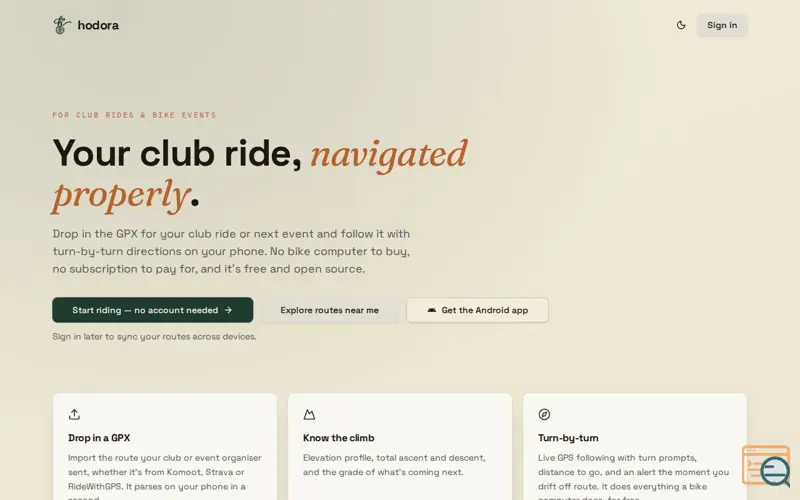 Screenshot of Hodora — Ride your GPX routes