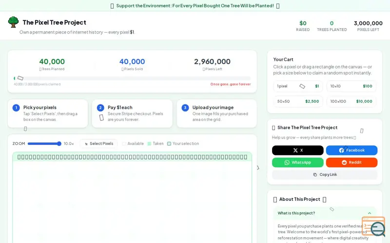 Screenshot of The Pixel Tree Project