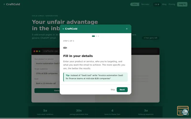 Screenshot of CraftCold
