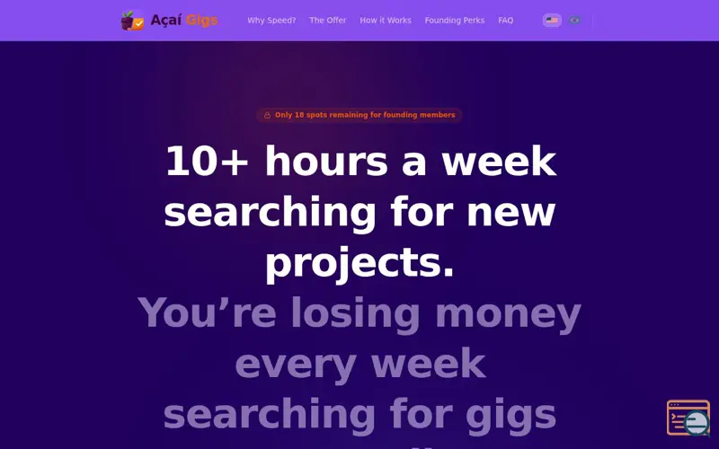 Screenshot of Açaí Gigs