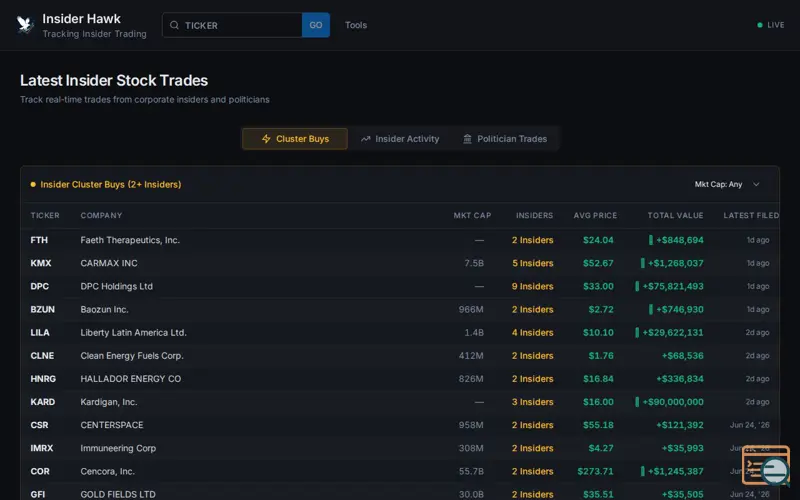 Screenshot of Insider Hawk