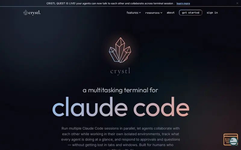 Screenshot of Crystl multitasking terminal for agents