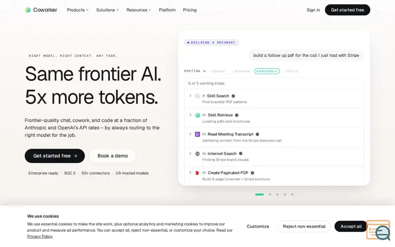 Screenshot of Coworker AI, a launch using G2