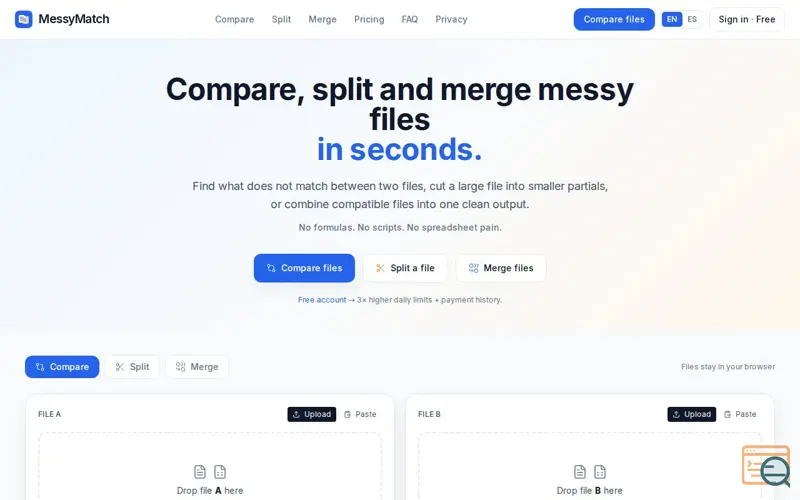 Screenshot of MessyMatch, a launch using Neon