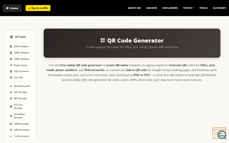 Screenshot of Free QR Code Generator 