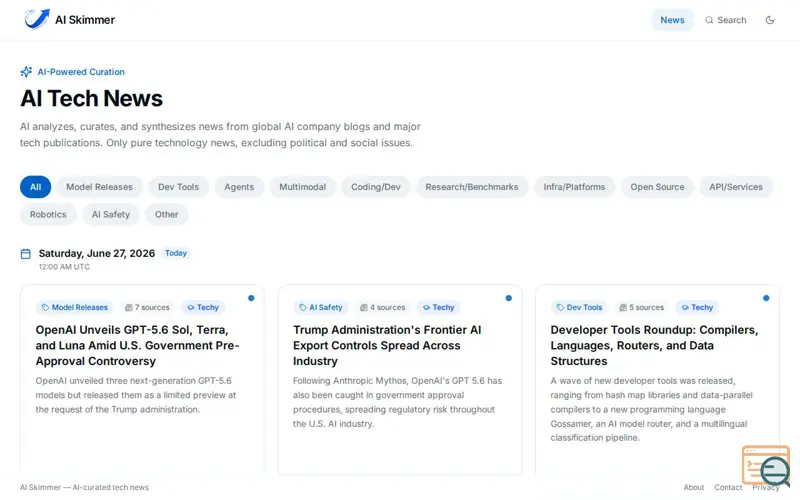 Screenshot of AI Skimmer
