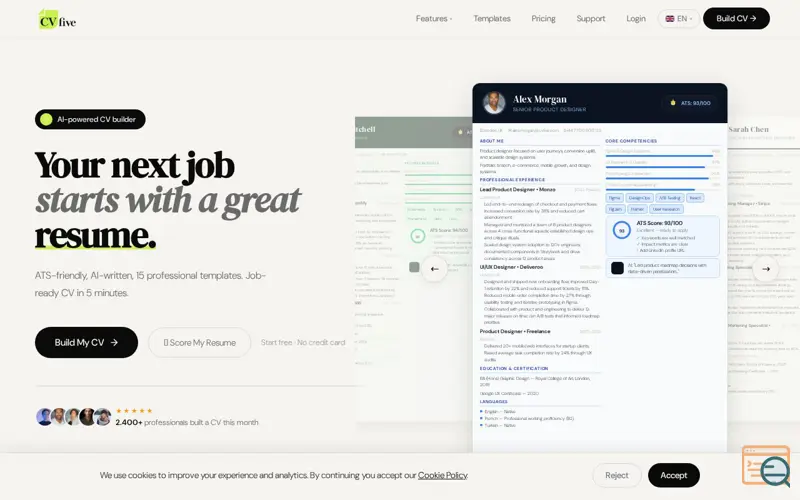 Screenshot of CVfive