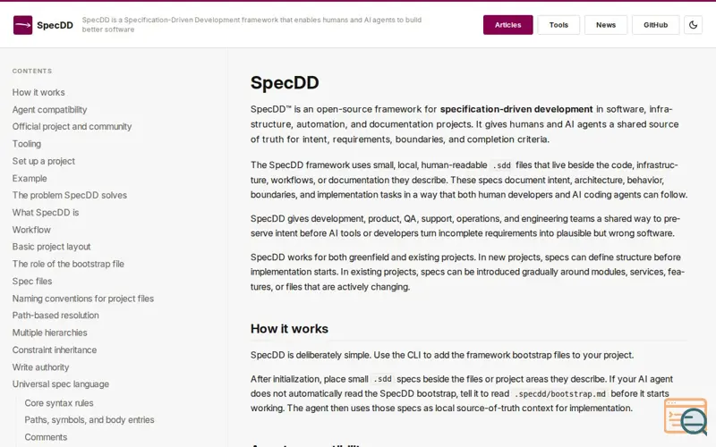 Screenshot of SpecDD