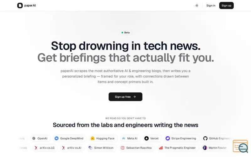 Screenshot of Paper AI