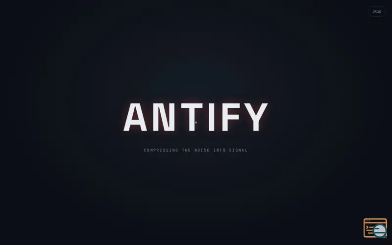 Screenshot of Antify Zip, a launch using JSZip