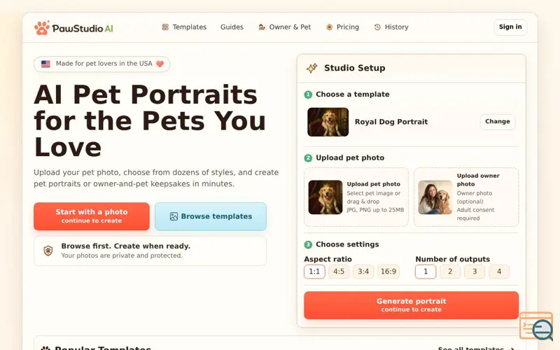 Screenshot of PawStudio AI, a launch using Writesonic