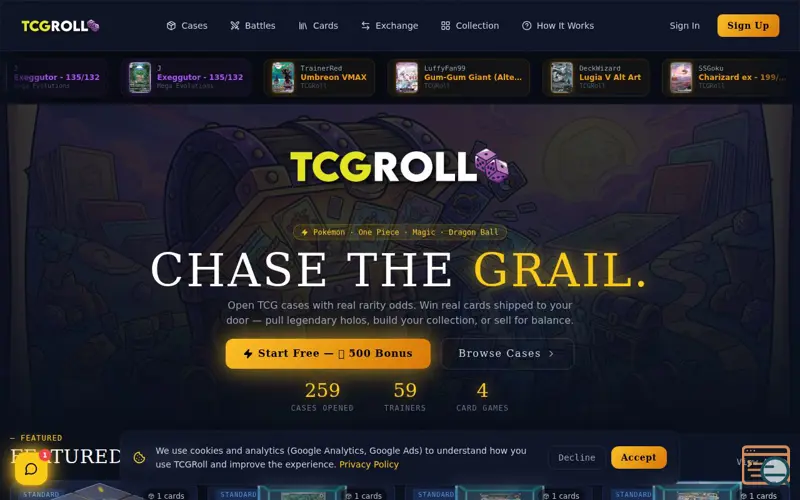 Screenshot of TCGRoll