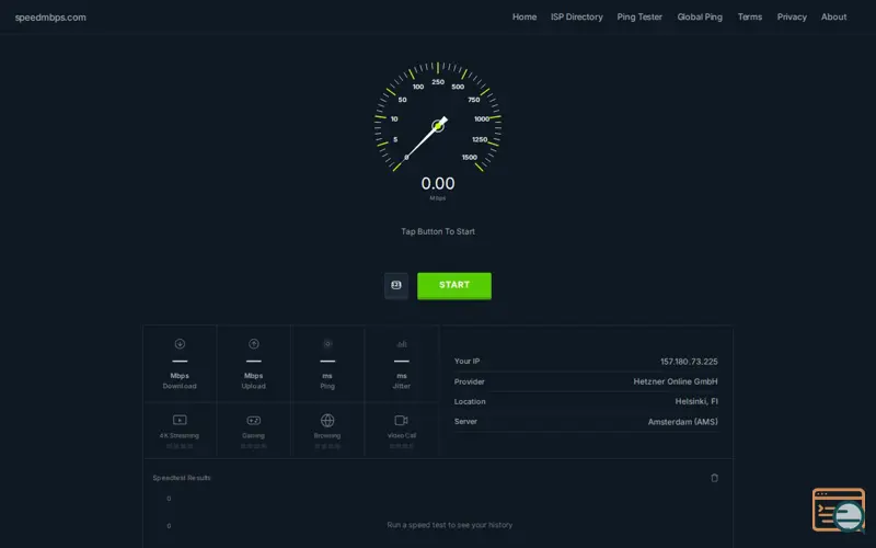 Screenshot of SpeedMbps.com
