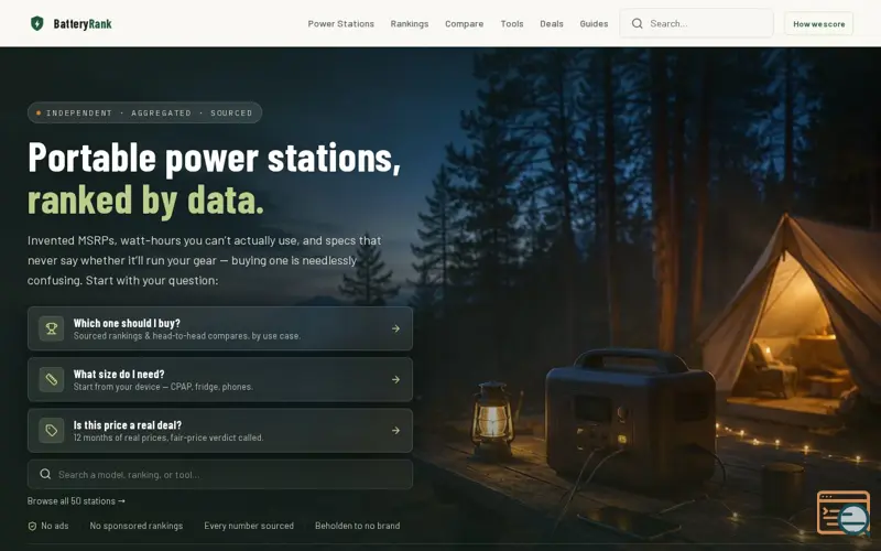 Screenshot of BatteryRank