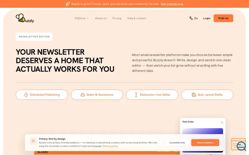 Screenshot of Buzzly
