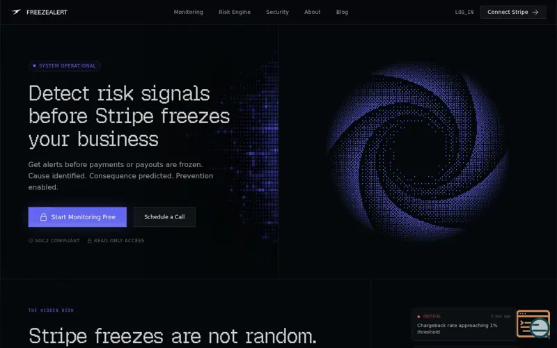 Screenshot of FreezeAlert