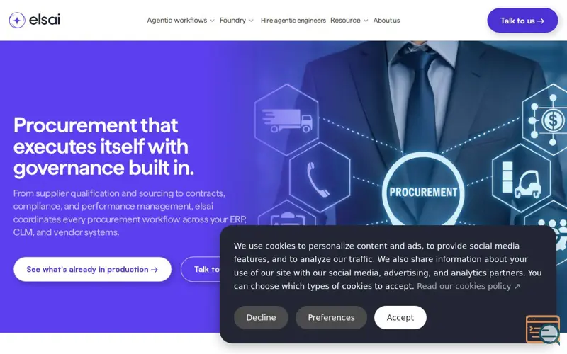 Screenshot of elsai Procurement