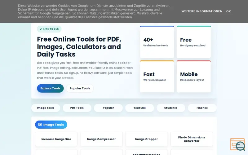 Screenshot of lite Tools